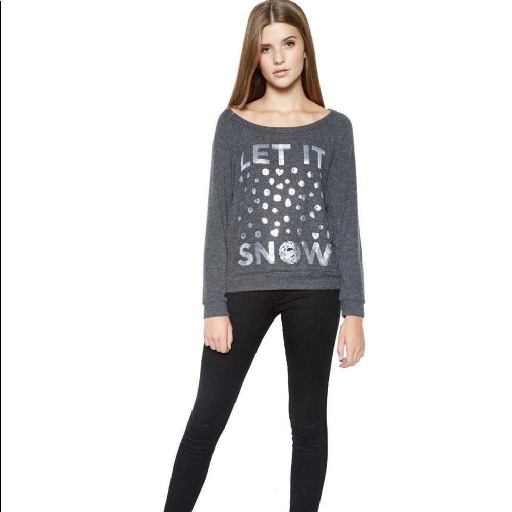 Lauren Moshi Black Brenna Let It Snow sweatshirt Size Smalll